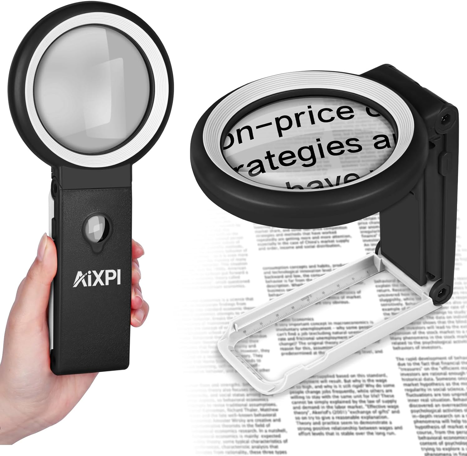 30x 40x Magnifying Glass with Light and Stand, Large Handheld Magnifying Glasses...