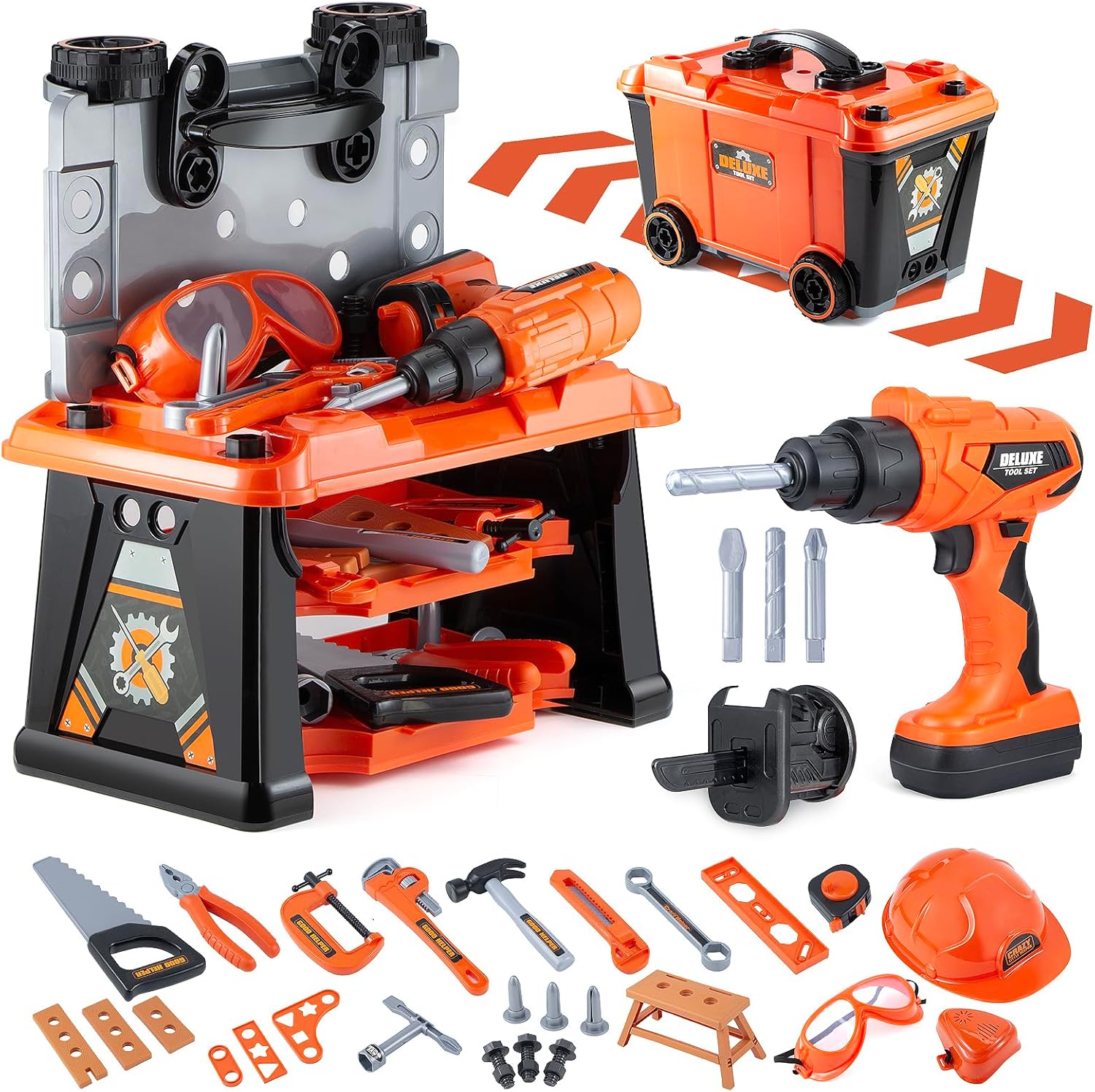 Zealous 79pcs Kids Tool Bench, Special 3 in 1 Kids Tool Set with Tool Box, Innov...