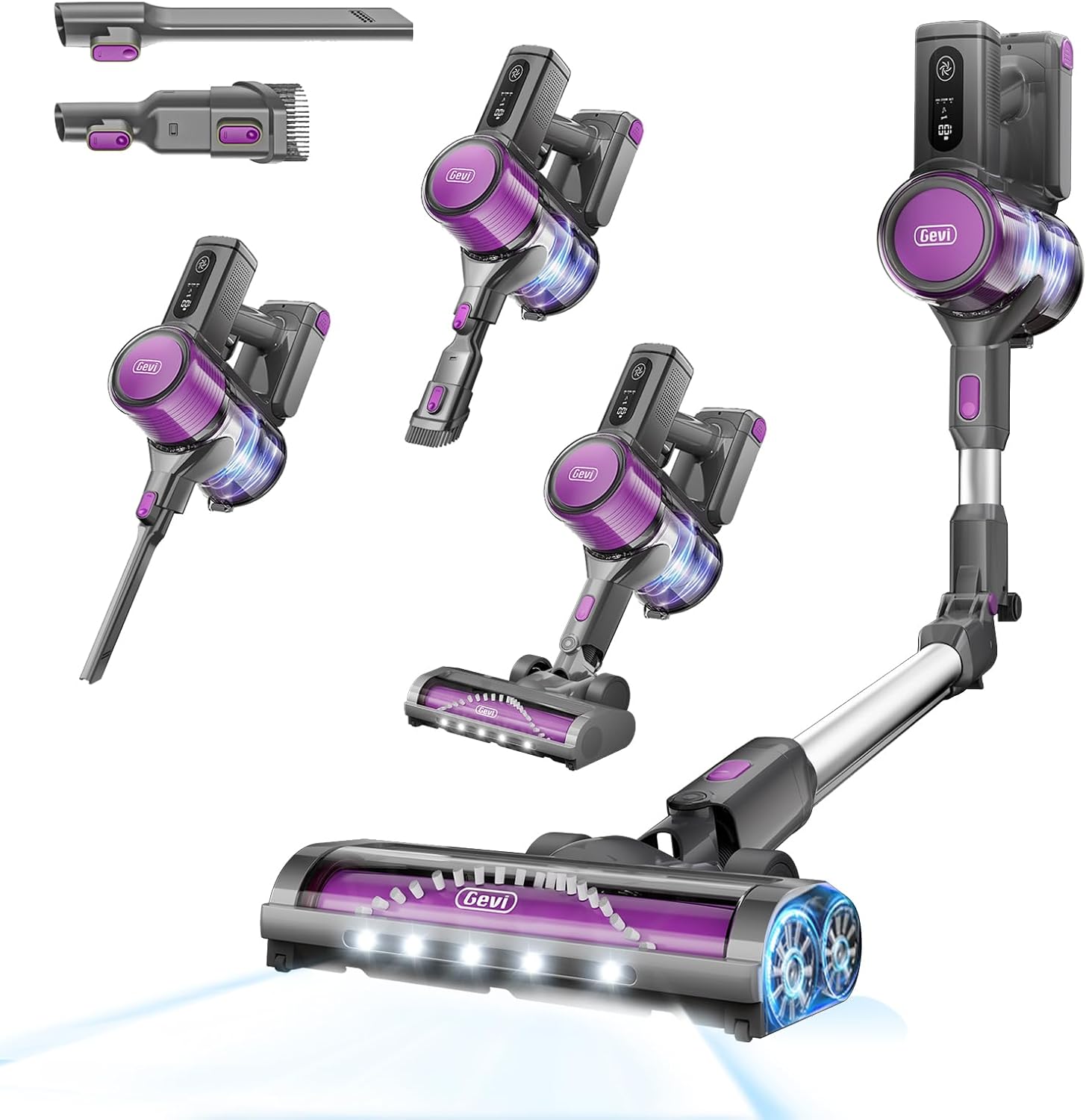 Gevi Cordless Carpet Vacuum Cleaner for Home, Max 30KPA 6-in-1 Stick Vacuum with...