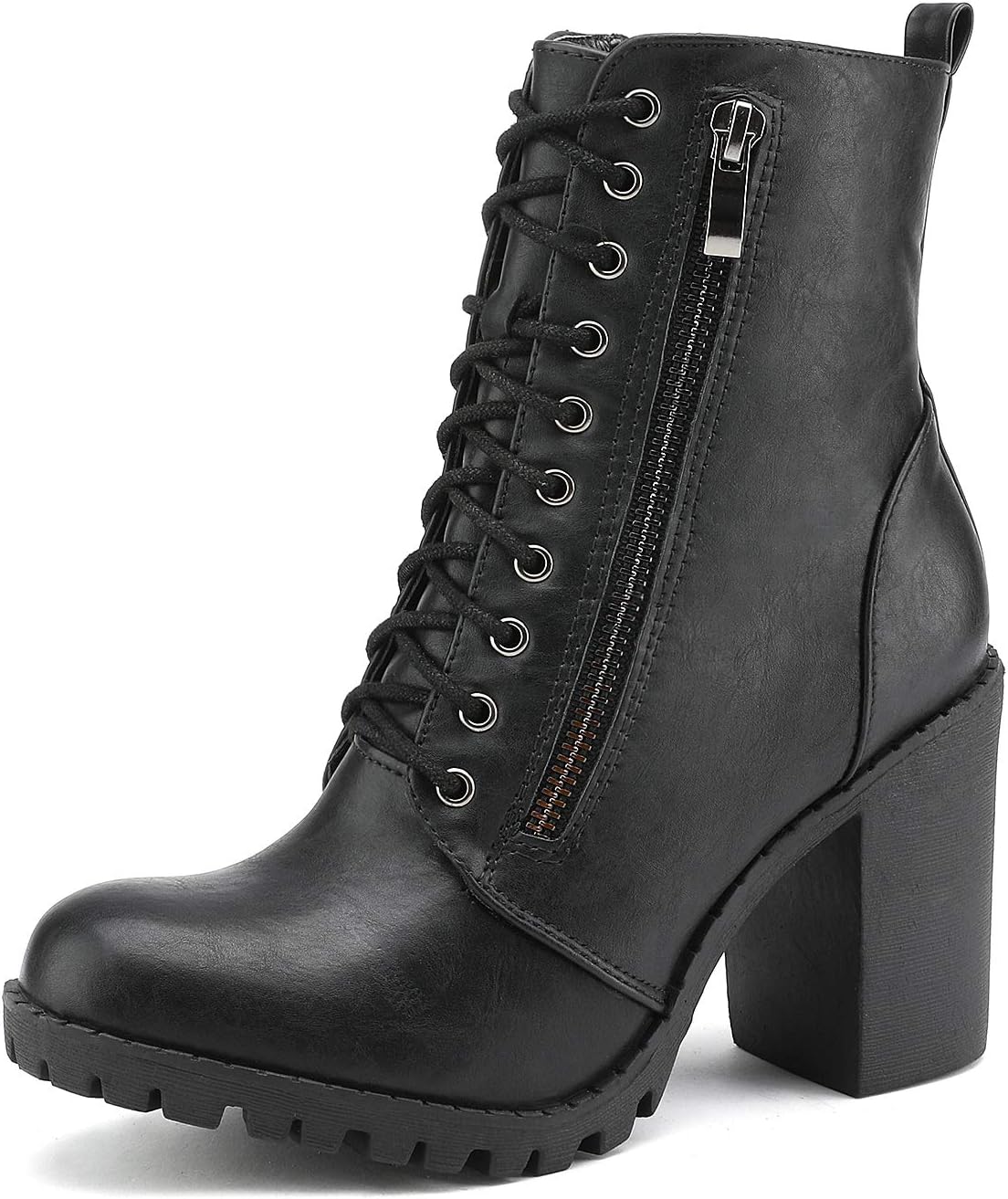DREAM PAIRS Women's Combat Ankle Boots Chunky Heel Lace up Fashion Heeled Bootie...