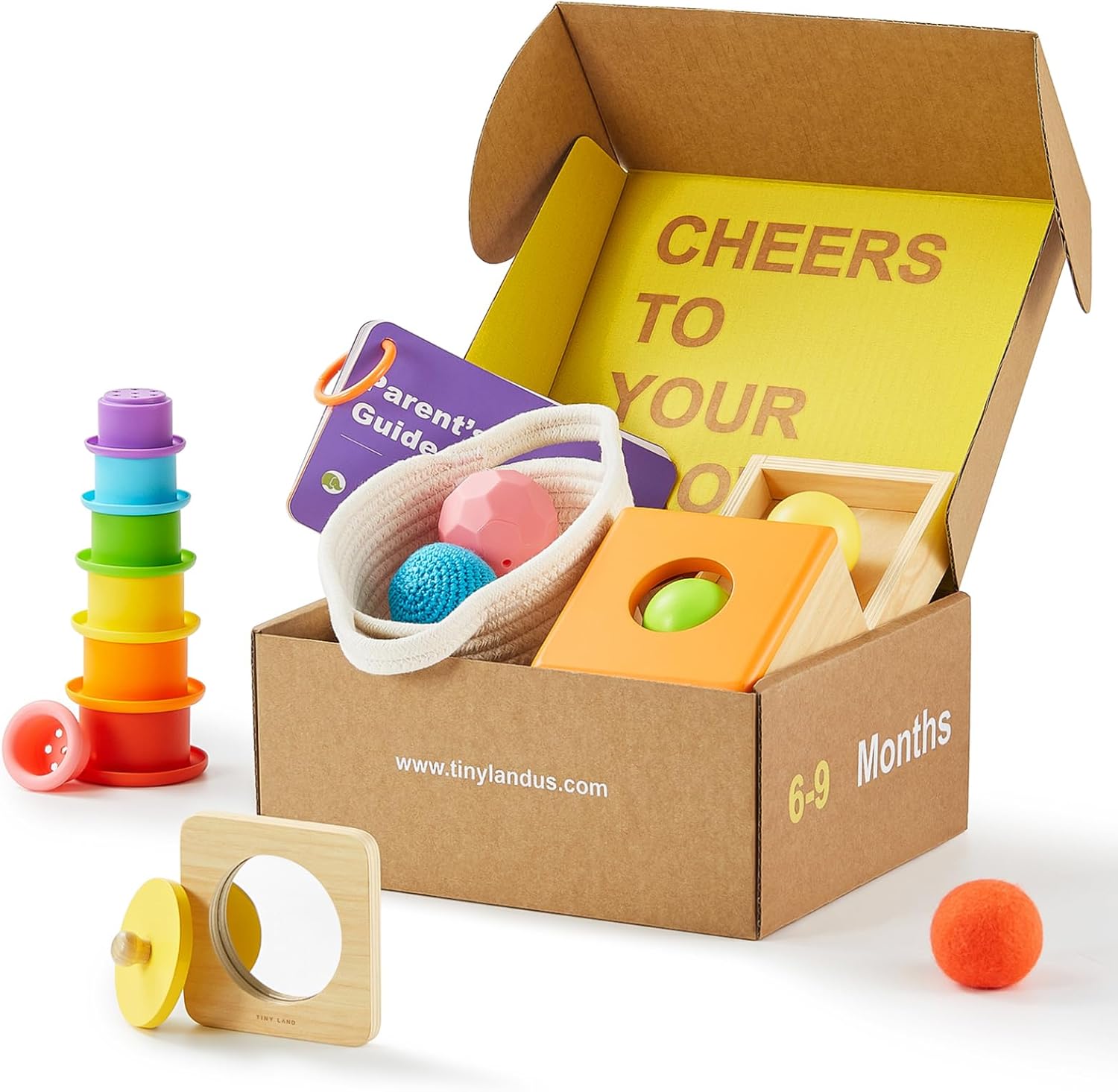 Tiny Land Montessori Toy Set for Babies 6-9 Months - 4-in-1 Wooden Learning Toys...