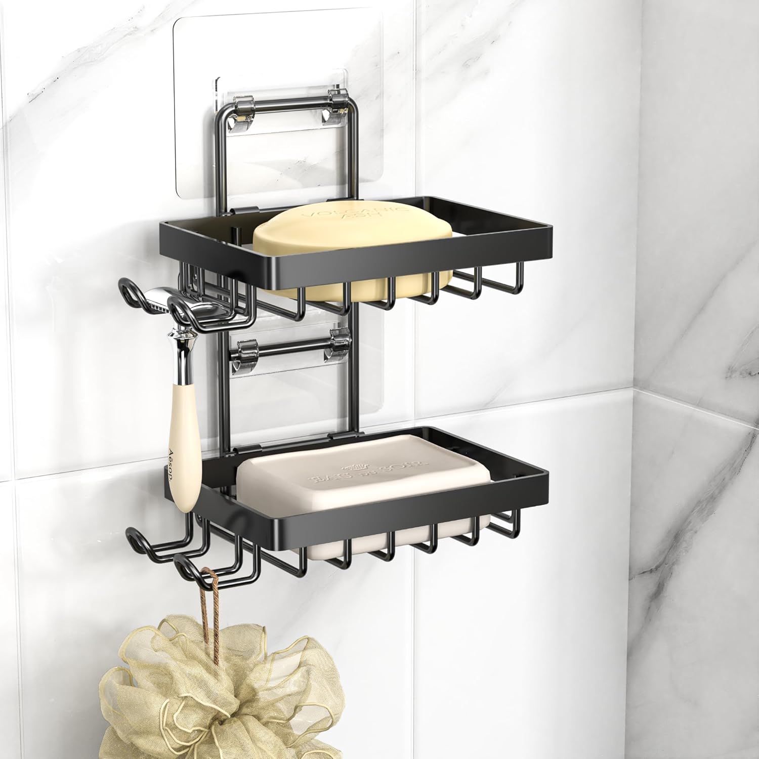 Moforoco Double Soap Bar Holder for Shower, No Drilling, 304 Stainless Steel, Wa...
