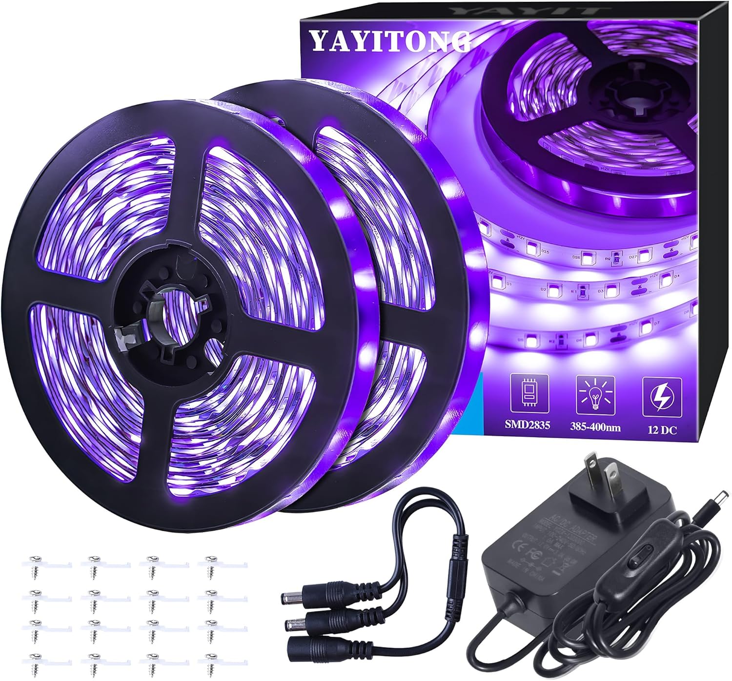 40 Foot Led Black Light Strip Kit, 720 Units Led, 12V Flexible Blacklight Fixtur...