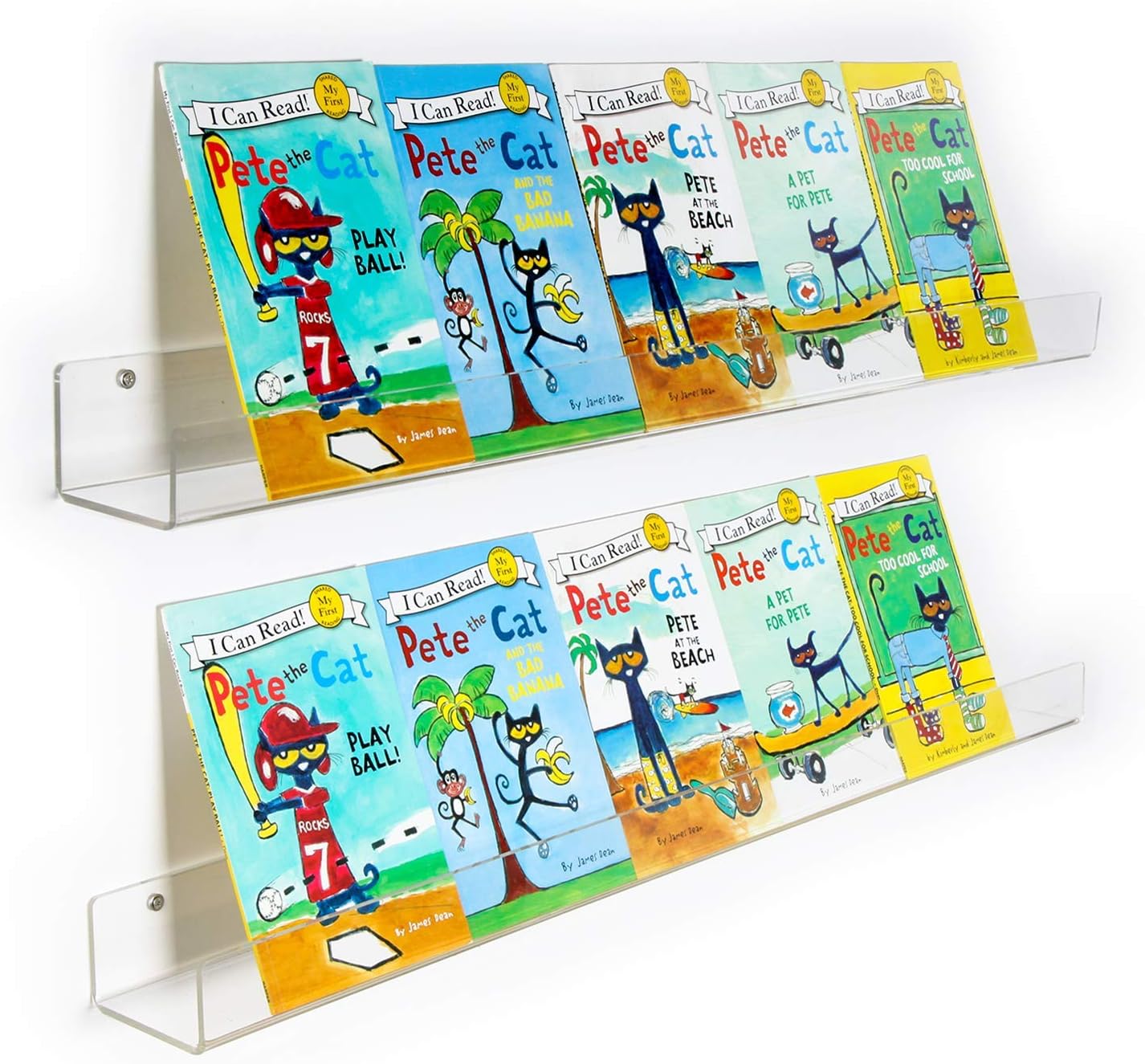 NIUBEE 2 -Packs Kids Acrylic Floating Bookshelf 36 Inch, Clear Bathroom Wall Flo...