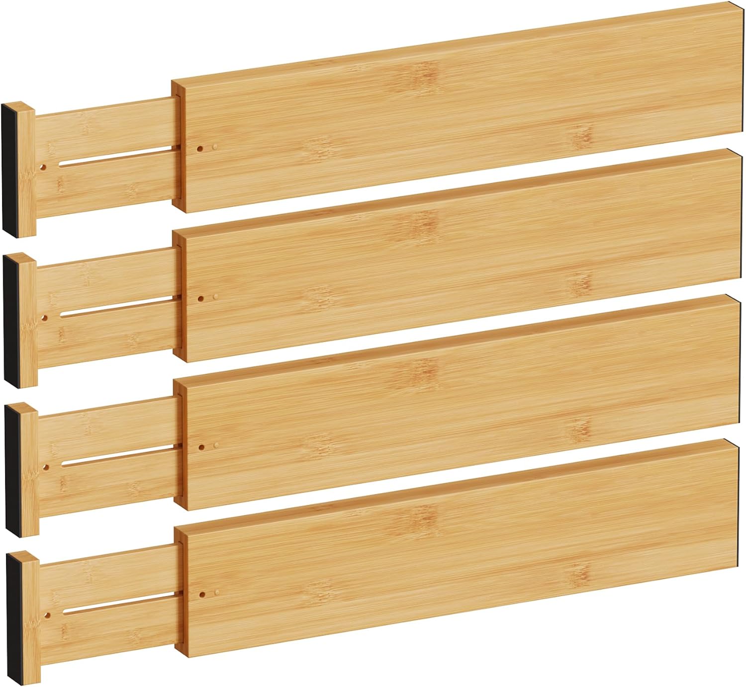 BAMEOS 4" High Drawer Dividers Bamboo Separators Organization Expandable Organiz...