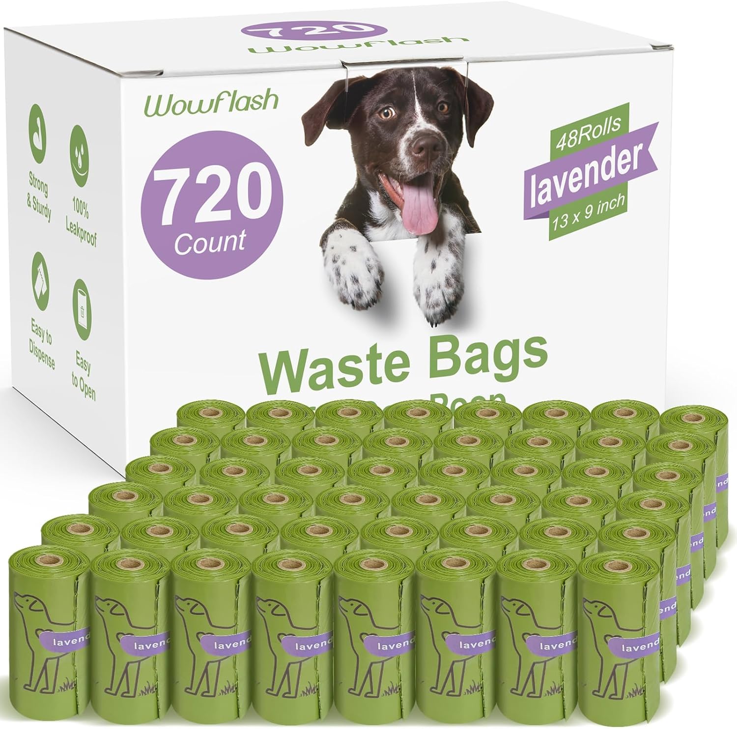720 Count Lavender Scented 13” x 9” Dog Waste Bags Rolls, Leakproof Strong & Stu...