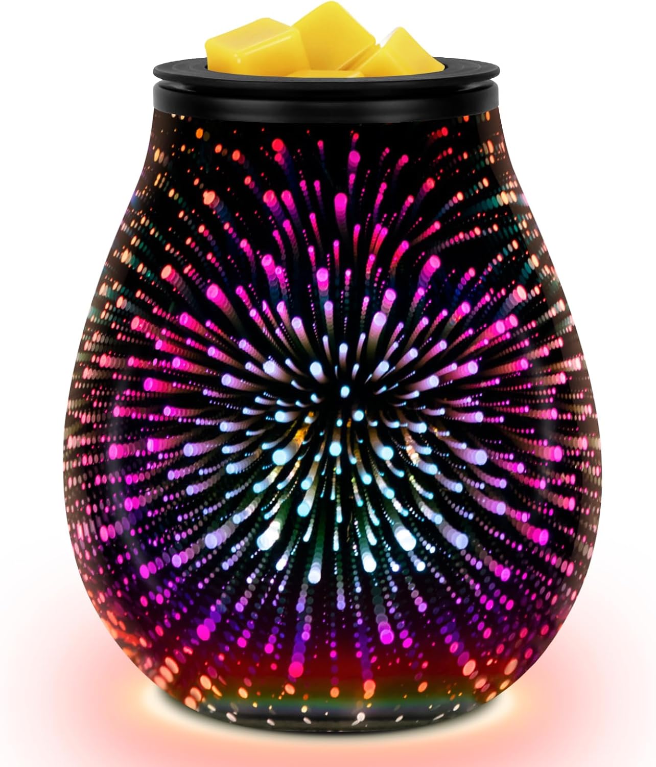 Electric Wax Melts Burner Warmer, Special 3D Glass Oil Wax Burner With 7 LED Lig...
