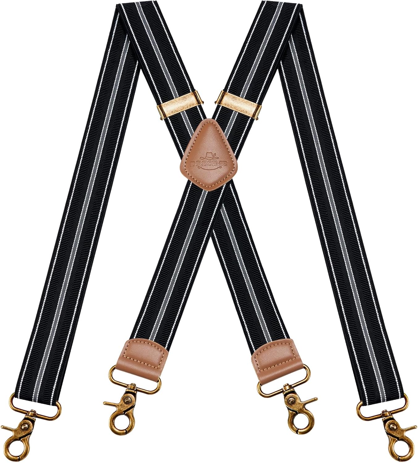 Dresime Mens Braces, Special Suspenders for Trousers with Strong 4 Hook-Clips, U...