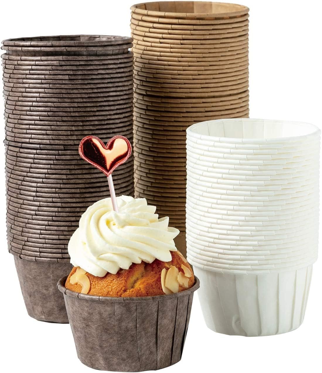 Katbite Cupcake Cases 150pcs, Heavy Duty Greaseproof Paper Baking Cups, Disposab...