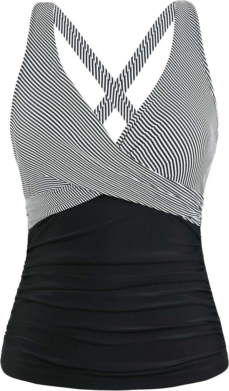 Hilor Women's Underwire Tankini Top Tummy Control Bathing Suits Sexy V Neck Cros...