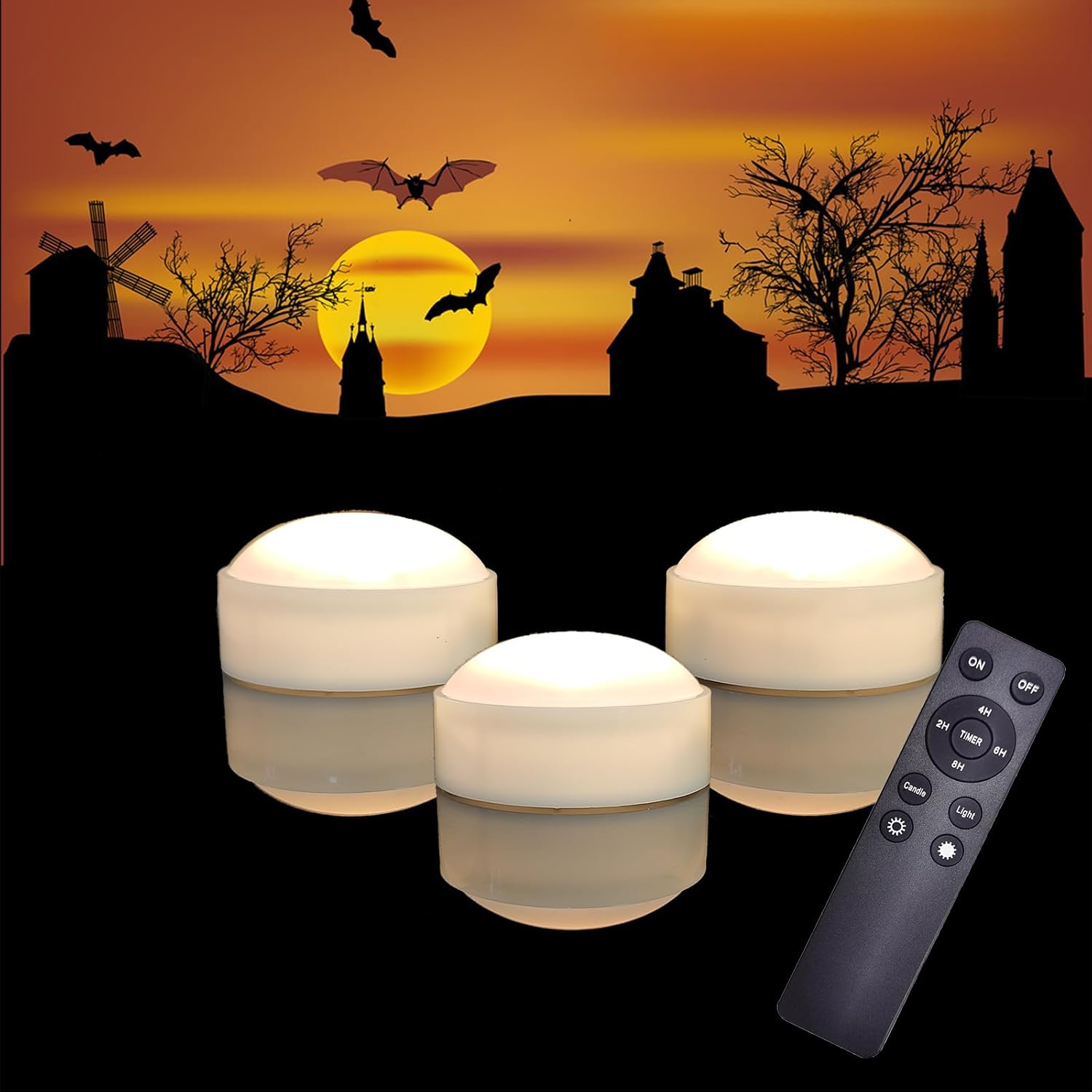 iZAN 3 Pack Battery Operated LED Lights with Remote and Timer, Bright Flickering...