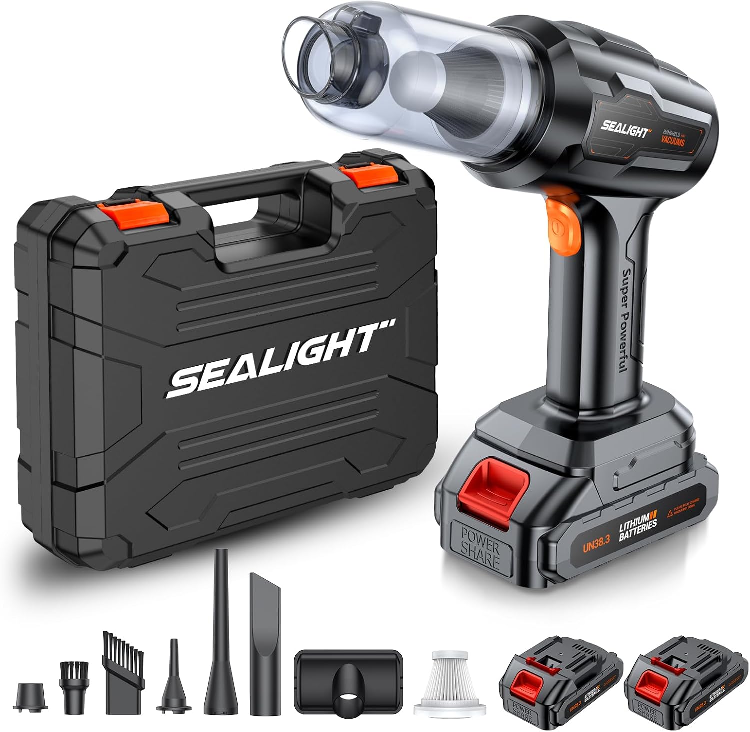 SEALIGHT Handheld Car Vacuum Cordless, Portable Car Vacuum with 21000pa High Pow...