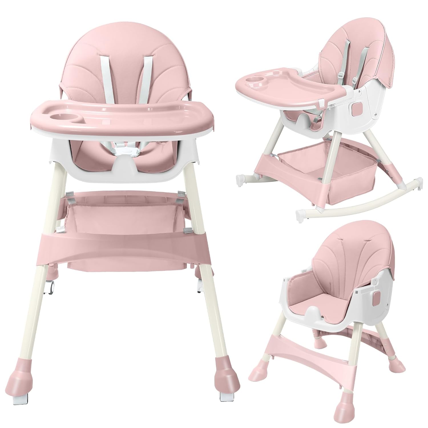 HARPPA Convertible 4-in-1 Baby High Chair for Toddlers with Removable Tray, Whee...