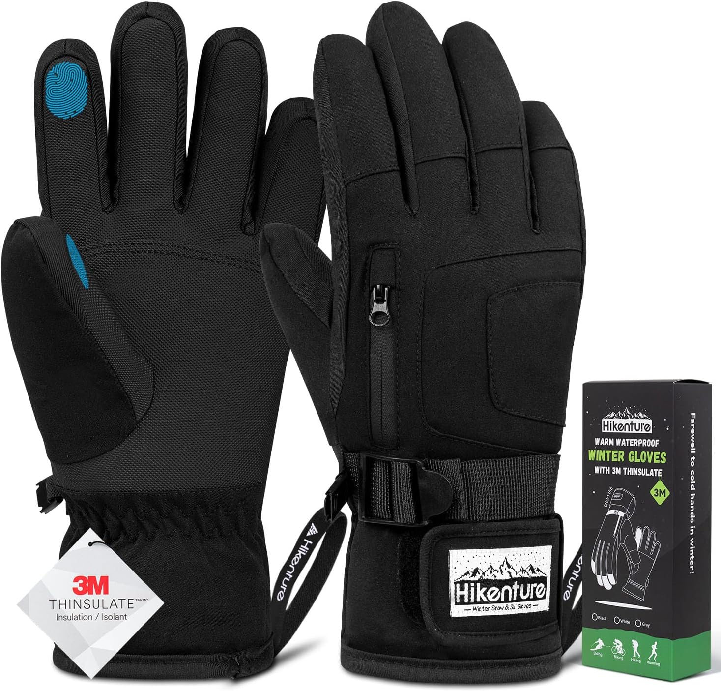 Hikenture Ski Gloves, High-Quality Snow Gloves for Men, Special Waterproof Ski G...