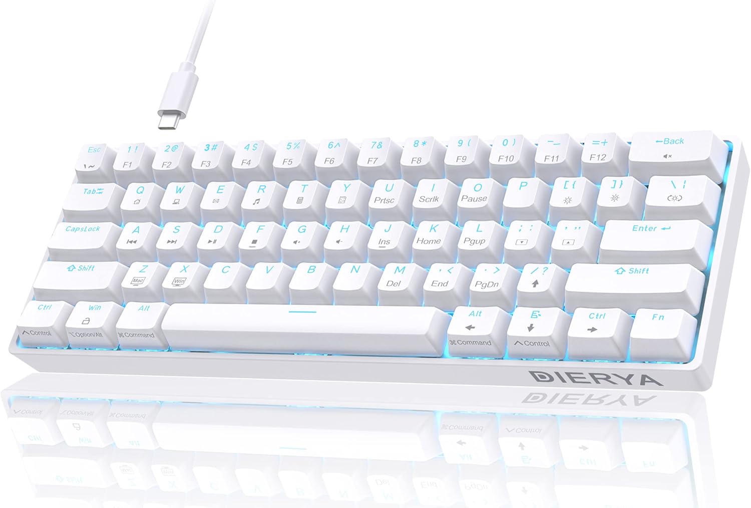 DIERYA 60% Mechanical Keyboard, DK61se Wired Gaming Keyboard with Red Switches,...
