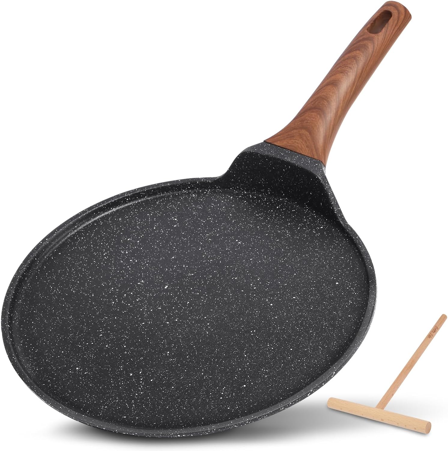 ESLITE LIFE 9.5 Inch Crepe Pan with Spreader, Nonstick Ceramic Flat Skillet Dosa...