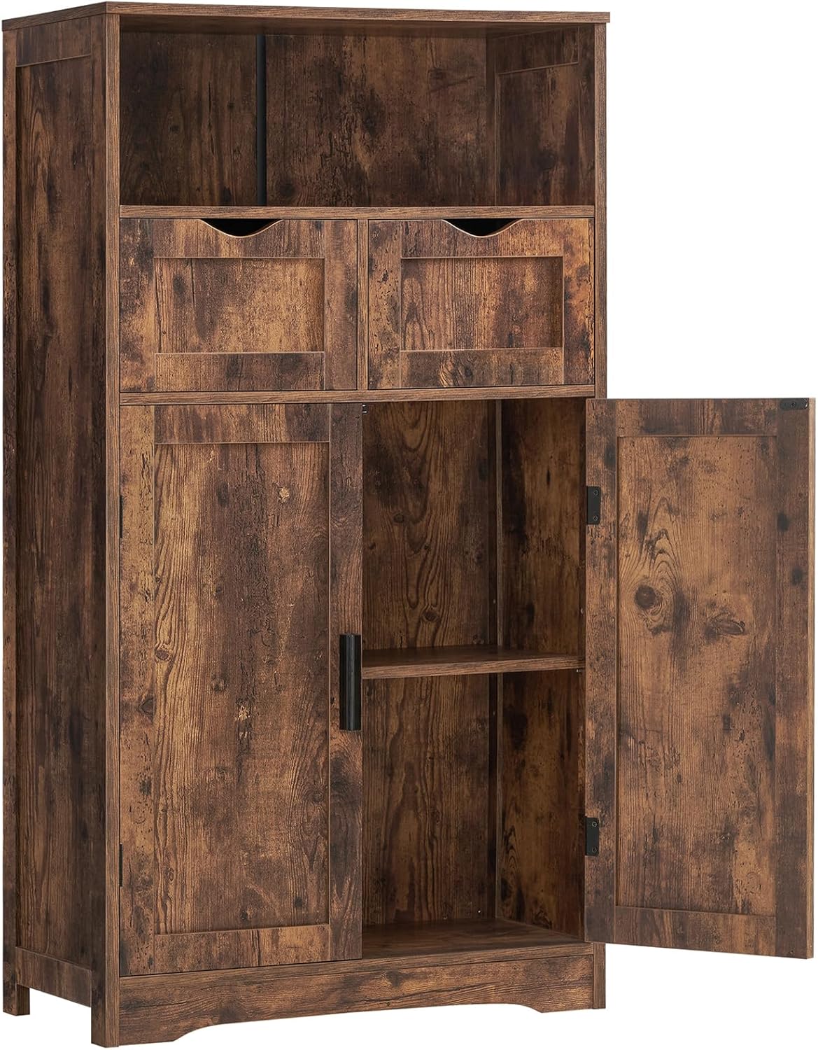 Iwell Storage Cabinet with 2 Drawers and Adjustable Shelves, Cupboard with Doors...
