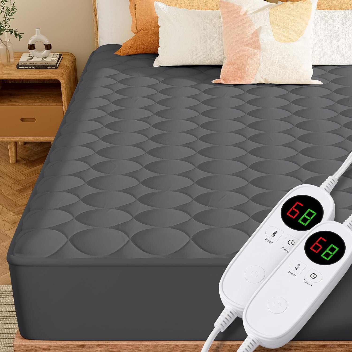 MASVIS King Size Heated Mattress Pad with Dual Control - Quilted Electric Mattre...