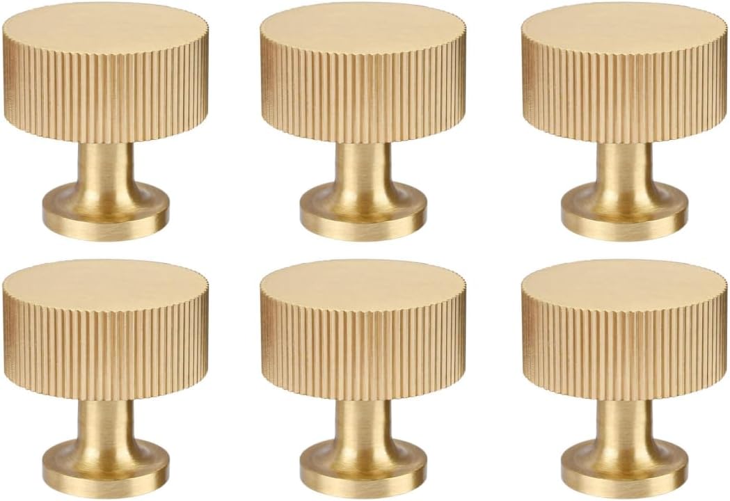 RZDEAL 6pcs Solid Brass Cabinet Knobs Pulls Cabinet Drawer Dresser Gold Knobs Mo...