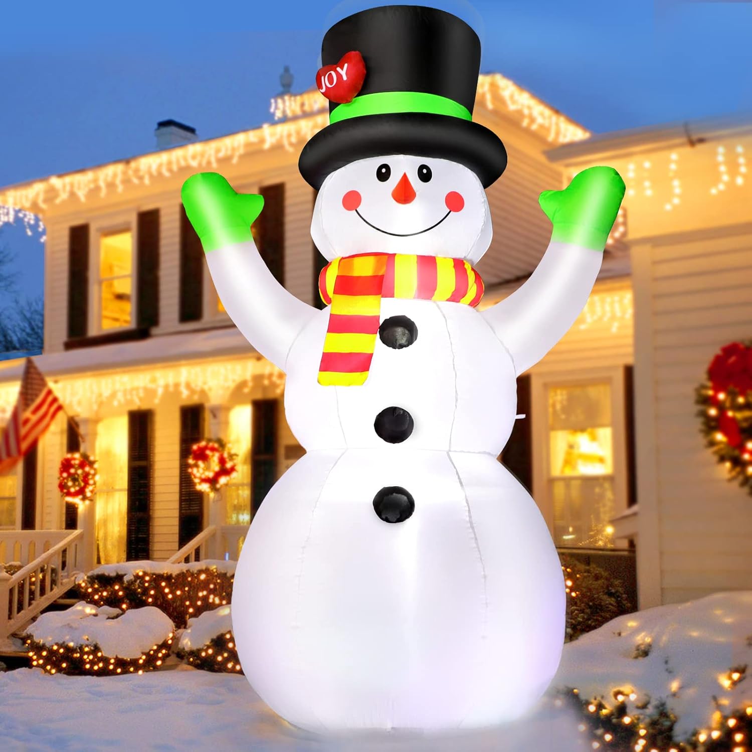 7 FT Christmas Inflatables Giant Snowman Outdoor Decorations, Blow up Snow Man Y...