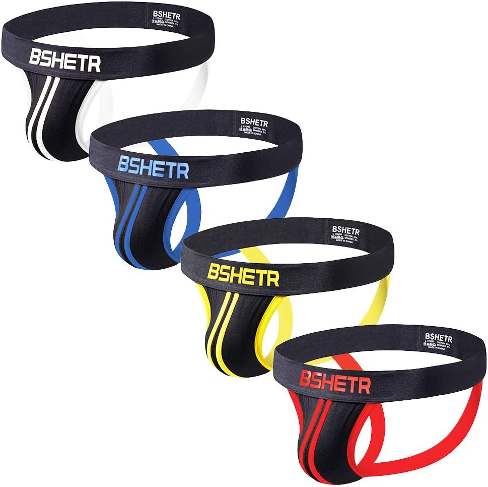 BSHETR Men's Jockstraps, Special Athletic Supporters 4-Pack, High-Quality Work O...