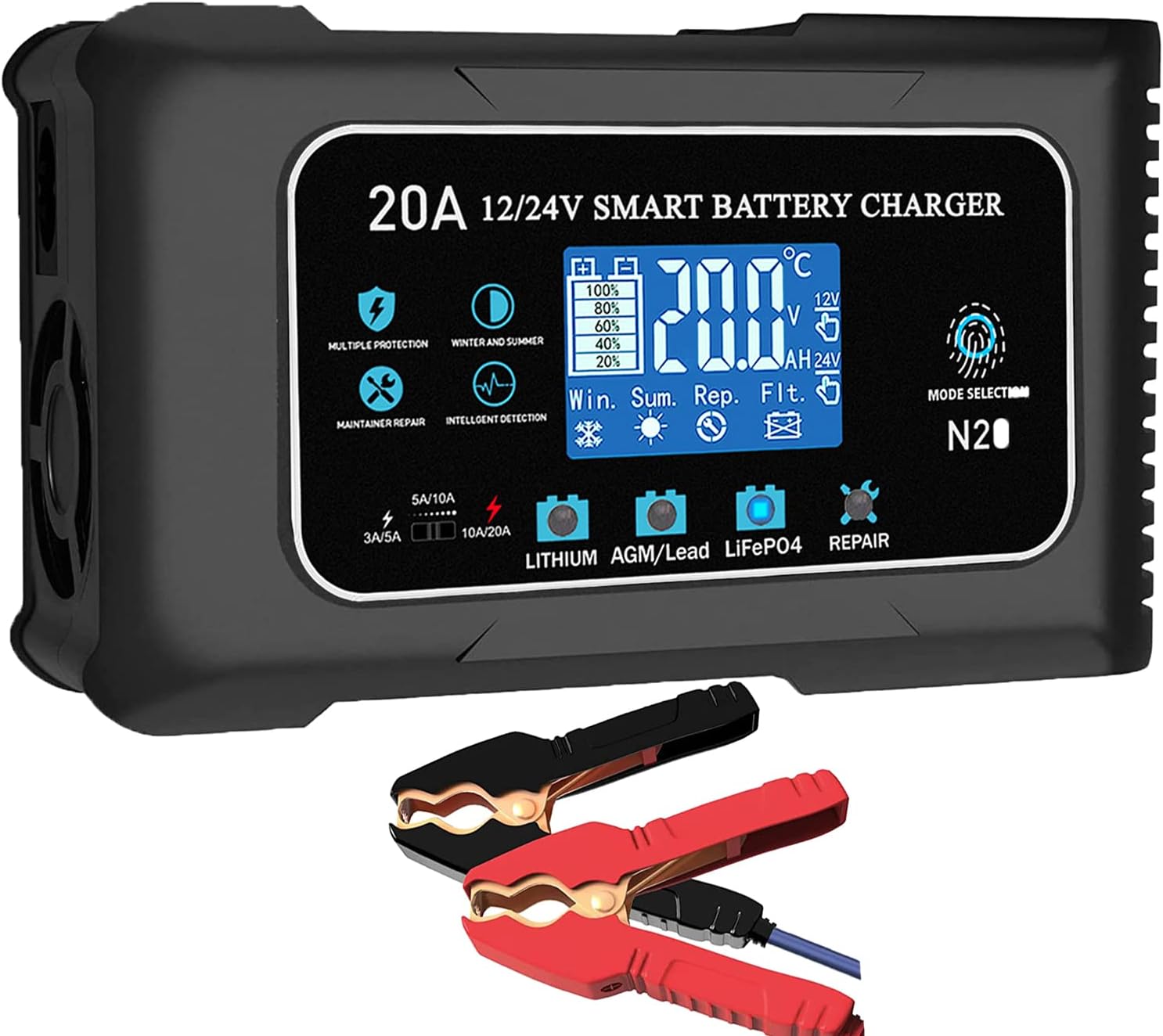 20-Amp Lifepo4 Lithium AGM Gel Smart Battery Charg...