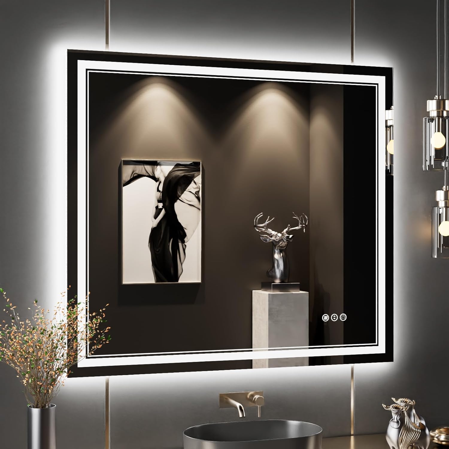 40x36 Inch LED Bathroom Mirror with Lights,Backlit and Front Lighted Bathroom Va...