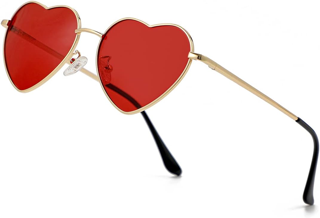 JOVAKIT Polarized Heart Sunglasses for Women Fashion Lovely Style Metal Frame UV...