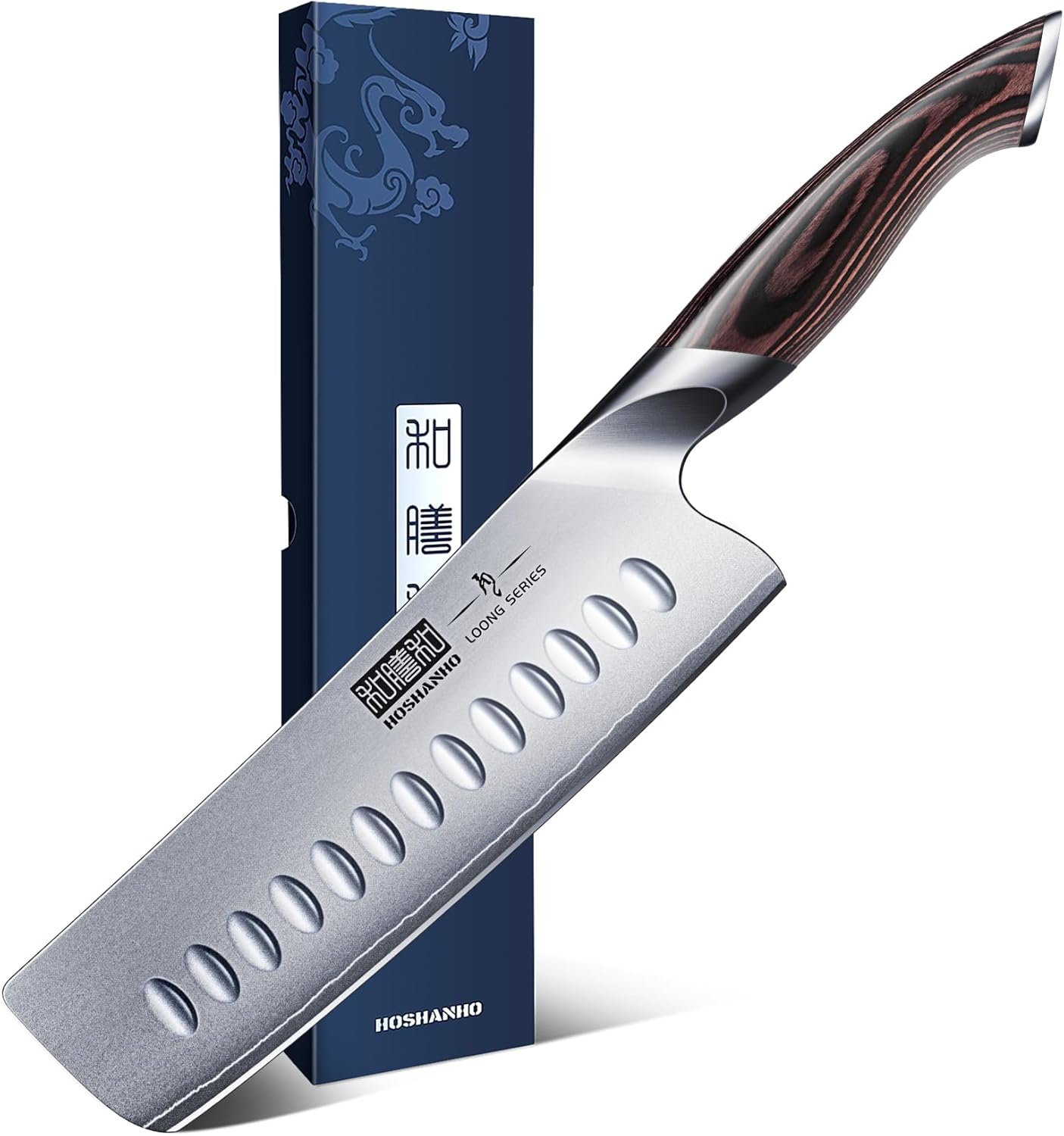 7 Inch Nakiri Knife, Japanese AUS-10 High Carbon Stainless Steel Chef Knife, Mul...
