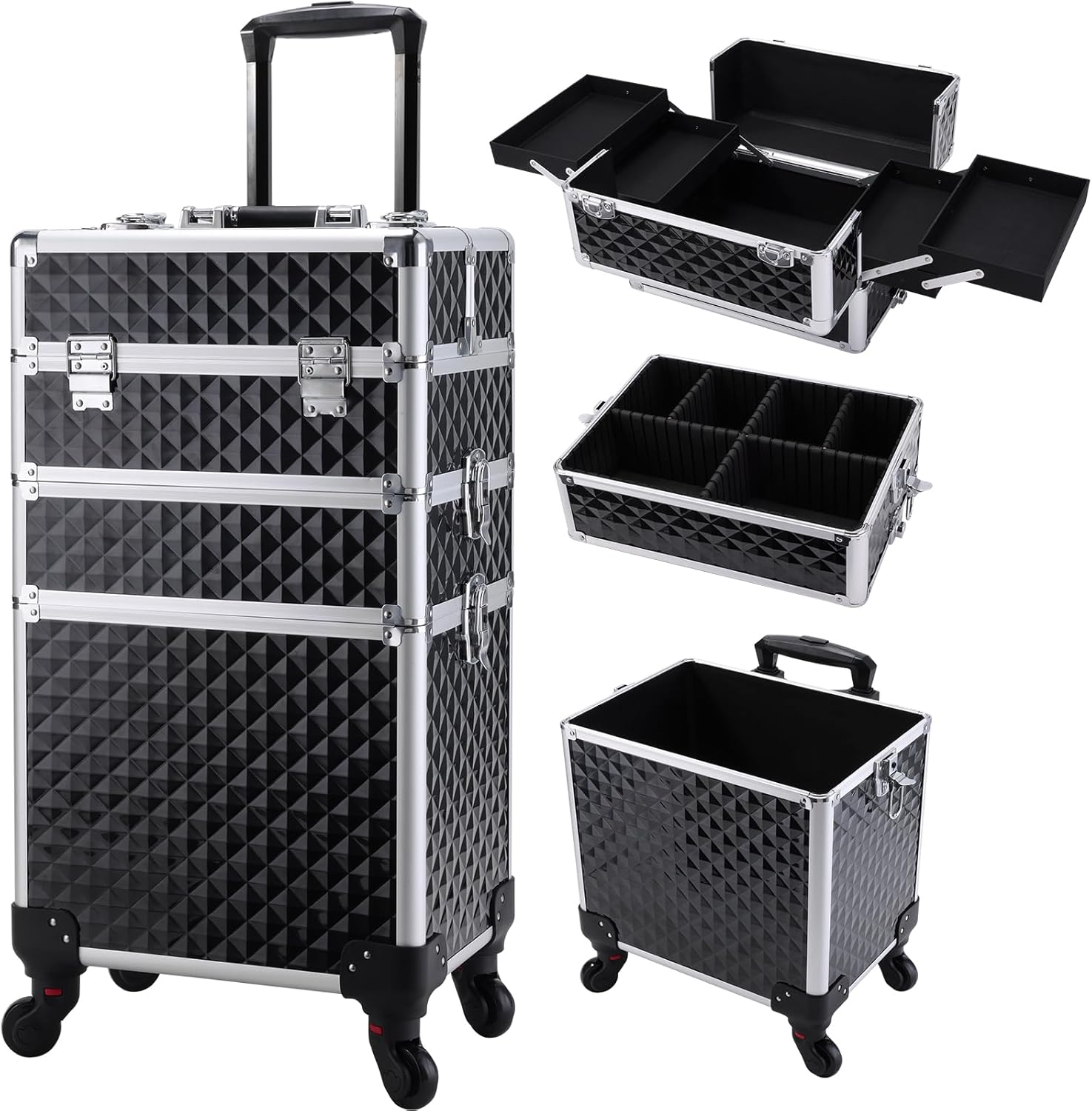 FRENESSA 3 in 1 Rolling Makeup Train Case, Special Professional Cosmetic Trolley...