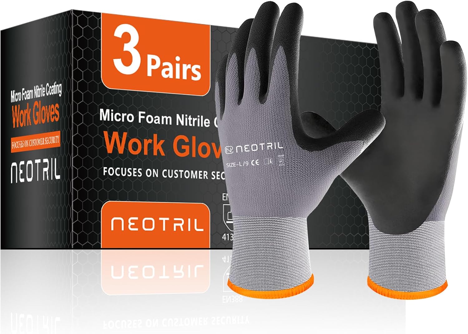 Safety Work Gloves MicroFoam Nitrile Coated-3/6/12/36 Pairs,Breathable Nylon Wor...