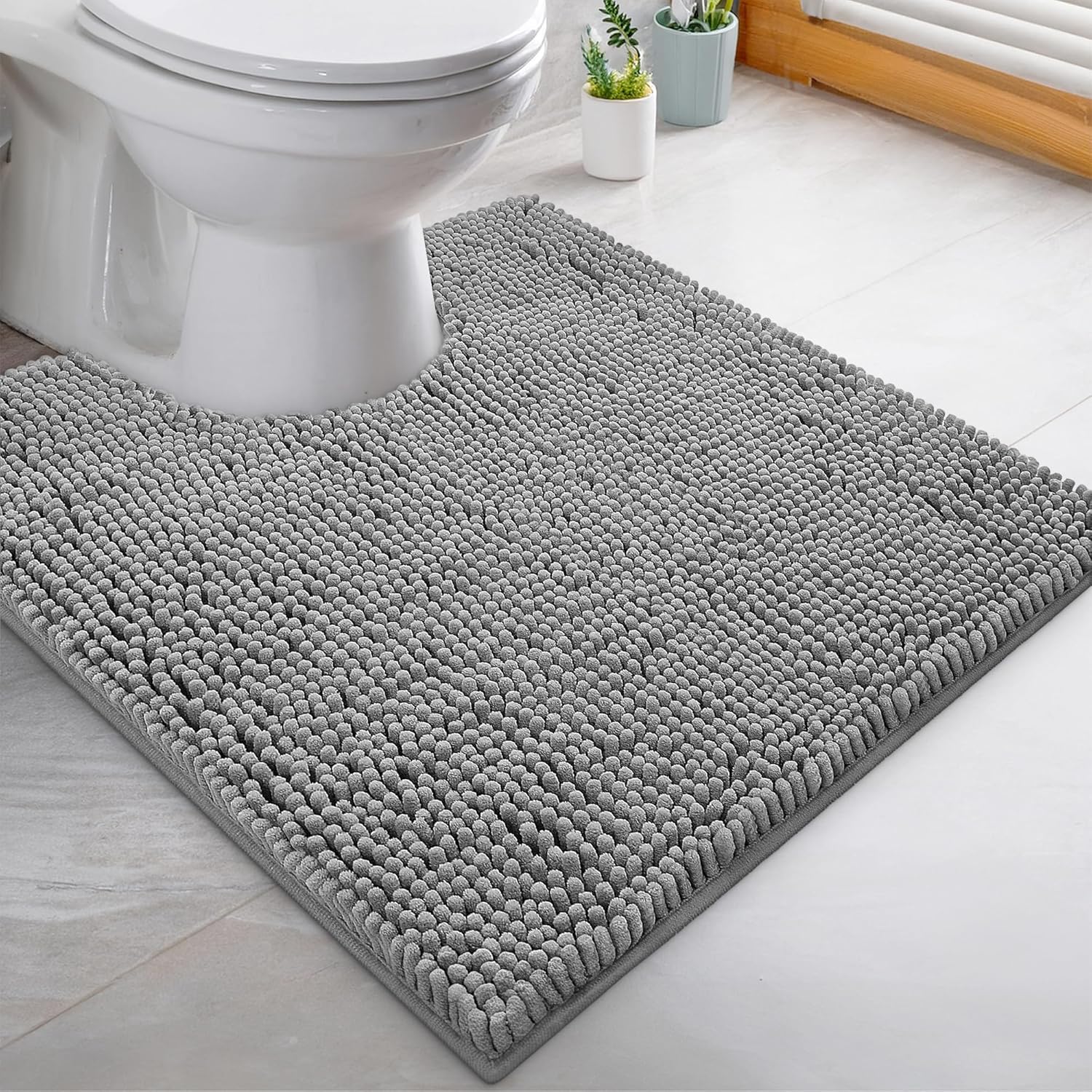 LuxUrux Toilet Rugs U Shaped Washable, Bathroom Toilet Mat, Extra-Soft Plush Bat...