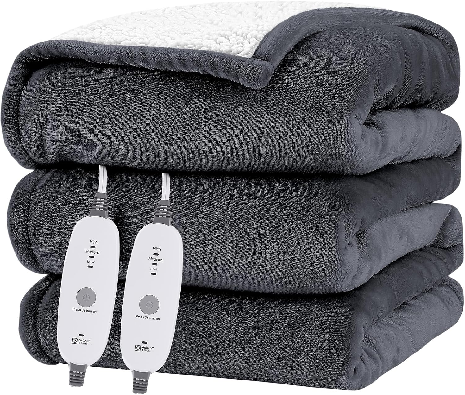 HYLEORY Heated Throw Blanket Flannel Electric Blanket Throw with 4 hrs Timer Aut...