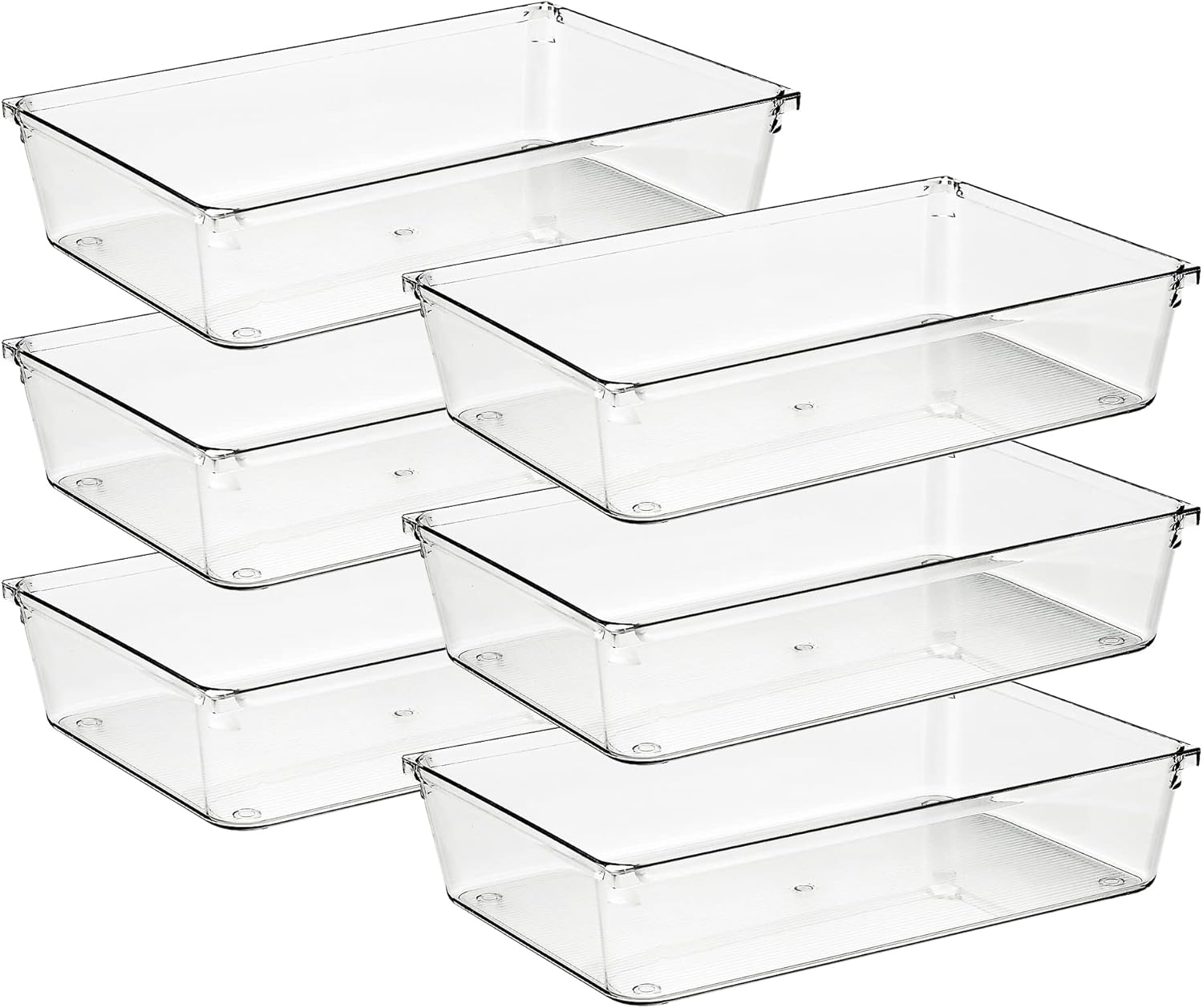 Ravinte 6 Pack Drawer Organizer - 6" X 9" Plastic Storage Bins, Acrylic Organize...