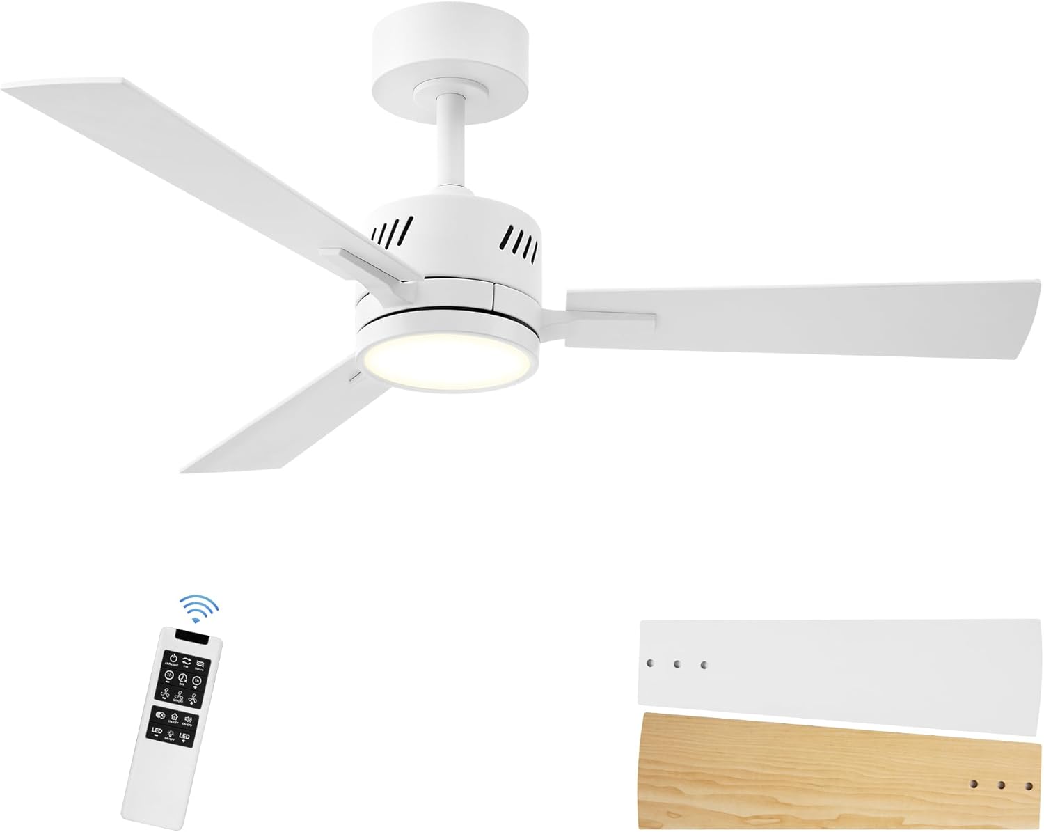 SUNMORY Ceiling Fans with Lights and Remote, 42 Inch Modern Ceiling Fan with Lig...