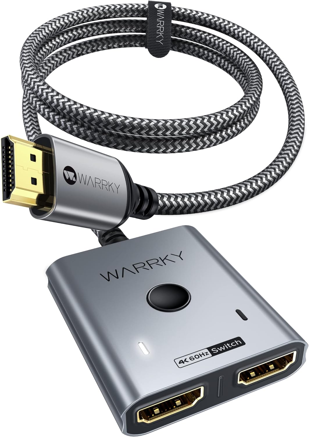 HDMI Switch 2 in 1 Out 4K@60Hz, WARRKY[with 3.3ft Fixed Braided HDMI Cable, Alum...