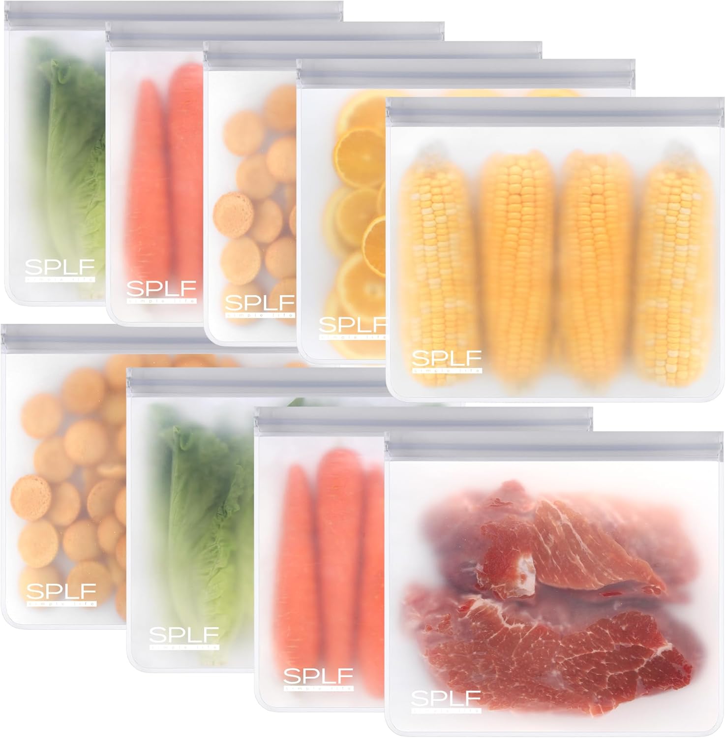 SPLF 9 Pack Reusable Gallon Freezer Bags, BPA Free...
