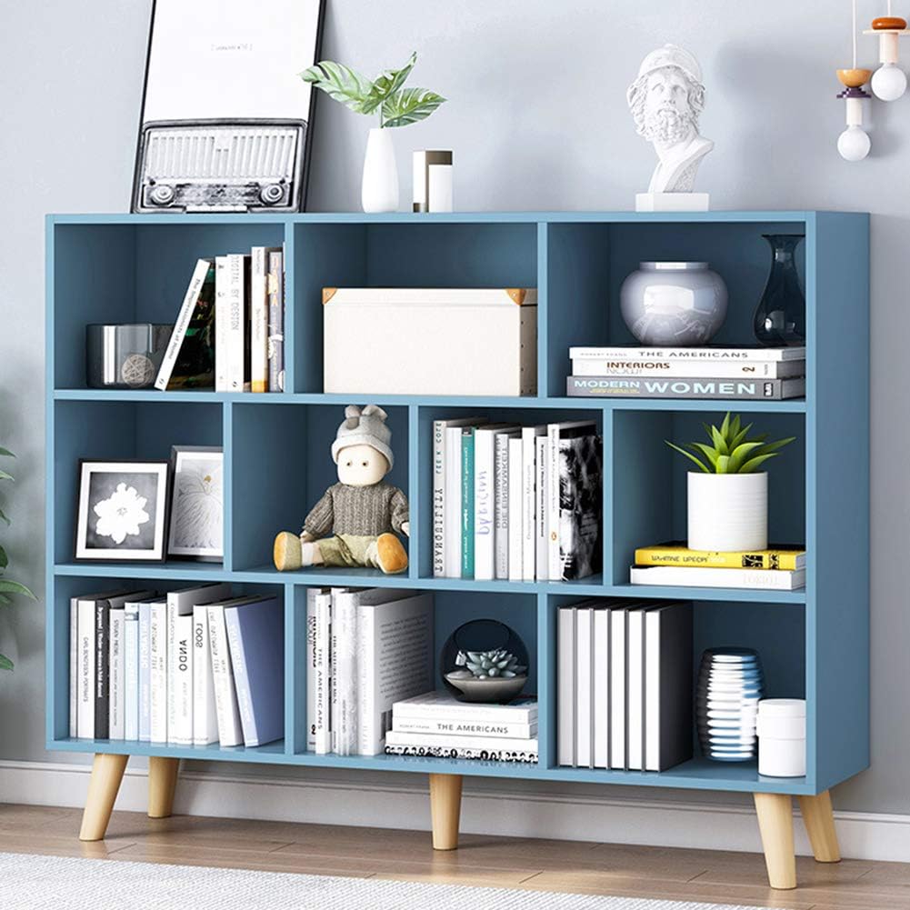IOTXY Wooden Open Shelf Bookcase - 3-Tier Floor Standing Display Cabinet Rack wi...