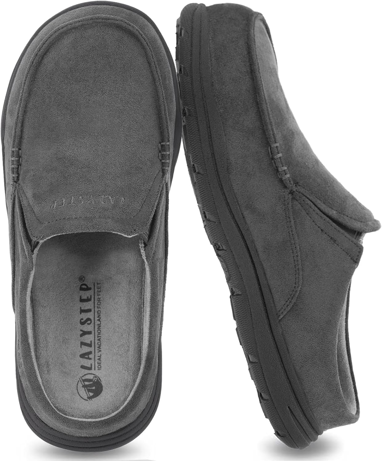 LazyStep Men's McCoy Cushioned Clog Slipper 9 Slate Grey