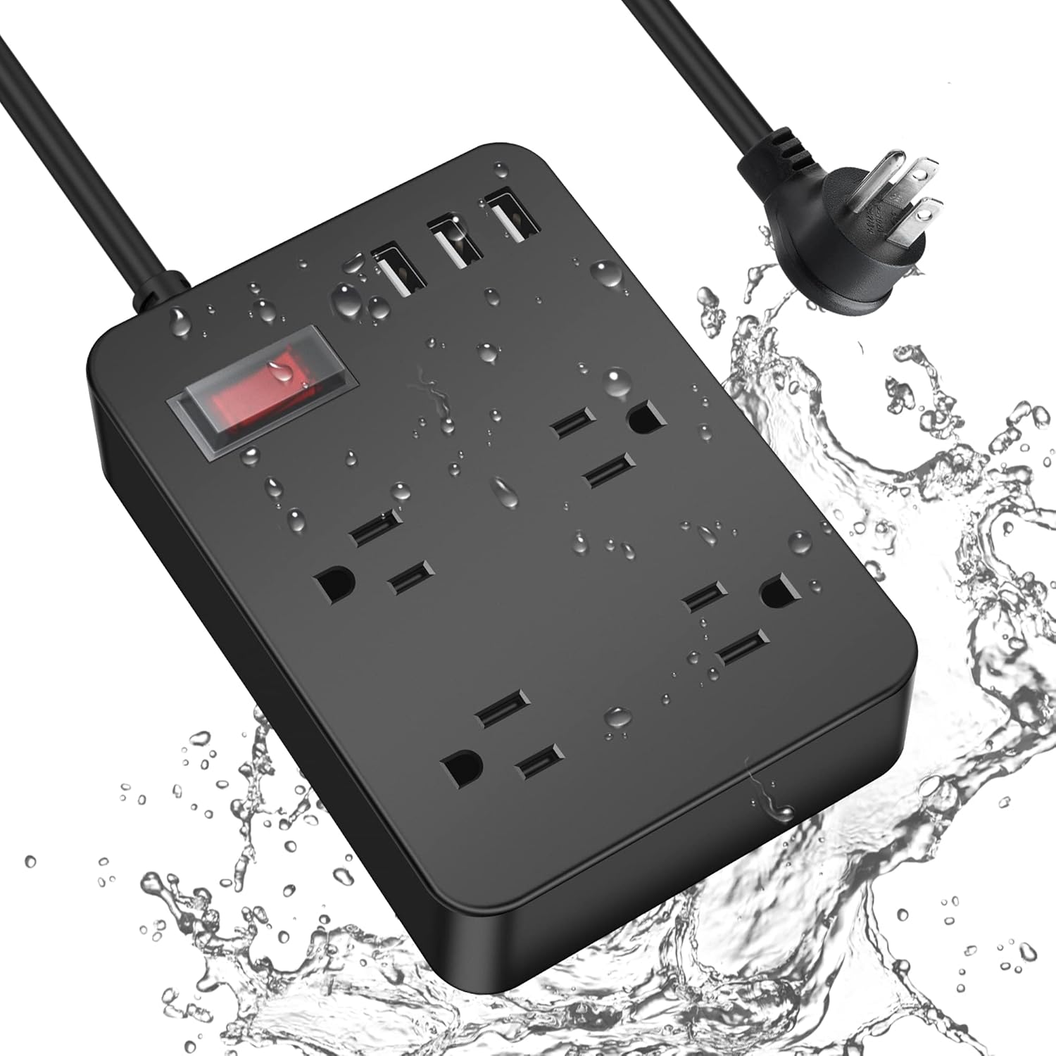 Outdoor Power Strip Weatherproof,Waterproof Surge Protector with 4 Outlets,3 USB...