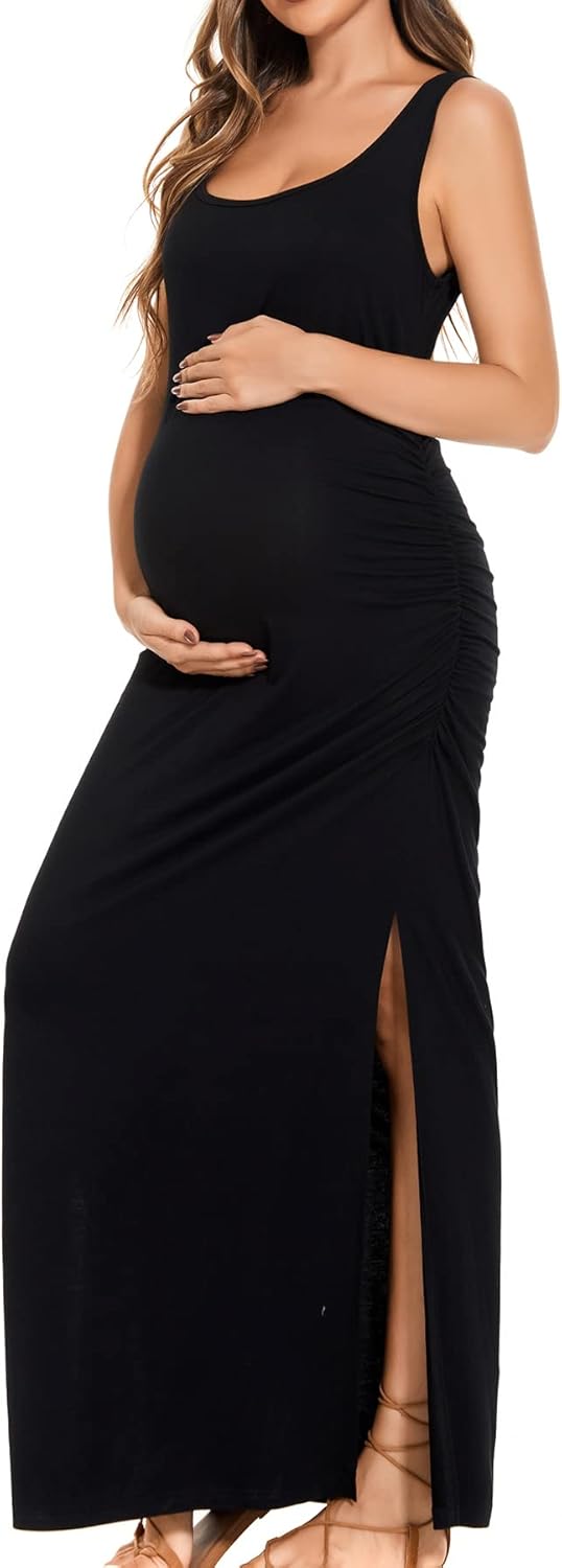 Smallshow Women's Maternity Dress, Special Split Long Sleeveless Maternity Wear,...