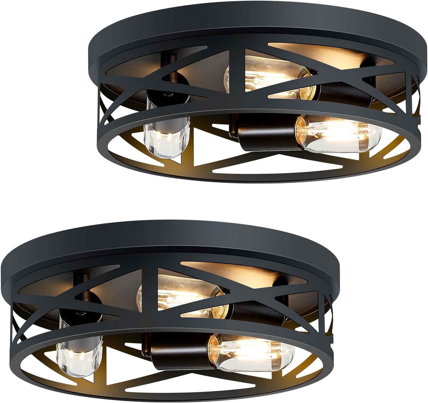 13 inch Black Flush Mount Ceiling Light Fixture, 3-Light, Close to Ceiling, Idea...