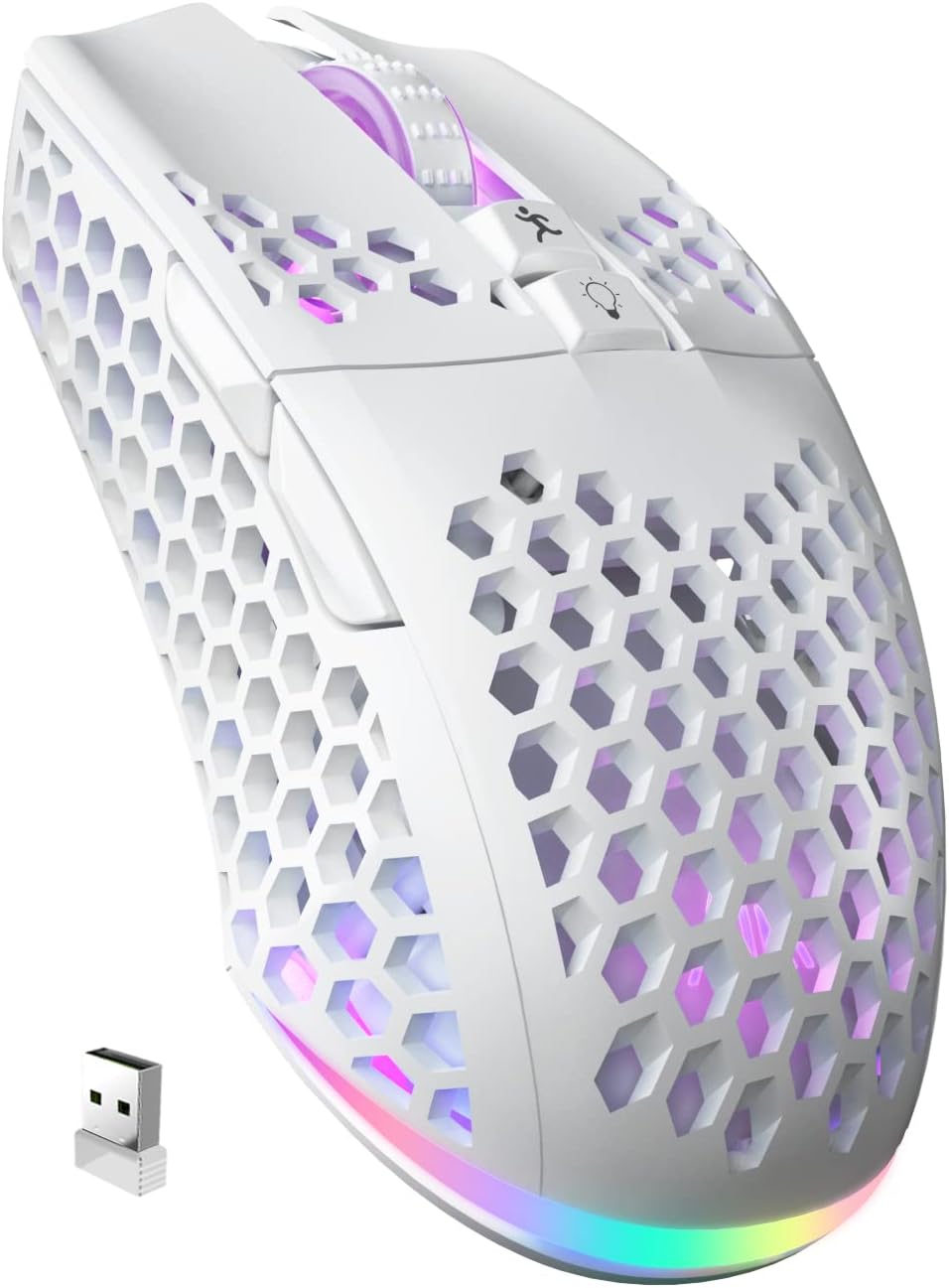 SM600 White Wireless Gaming Mouse,8000 DPI Tri-Modes BT5.1/Type-C Wired/2.4G Wir...