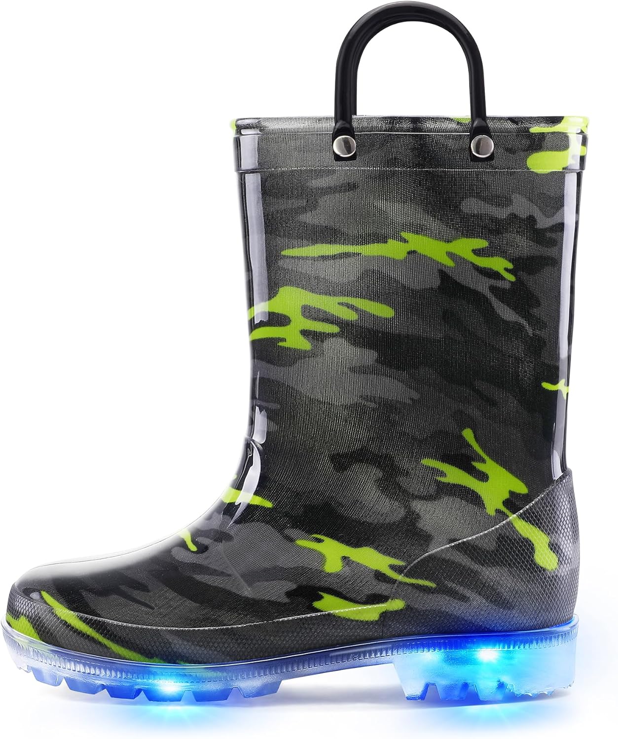 K KomForme Kids Rain Boots, Special Waterproof Light Up Boots for Easy-on Handle...