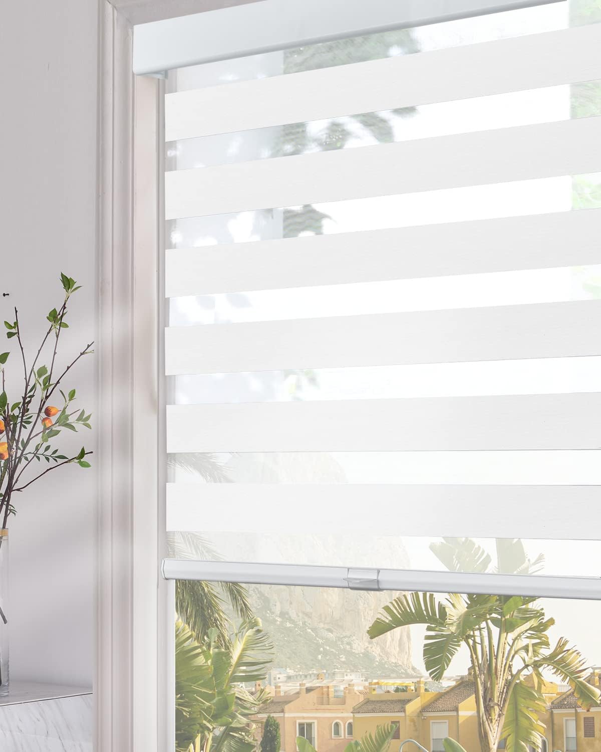 Persilux Cordless Zebra Blinds for Windows (72" W x 72" H, White) with Upgraded...