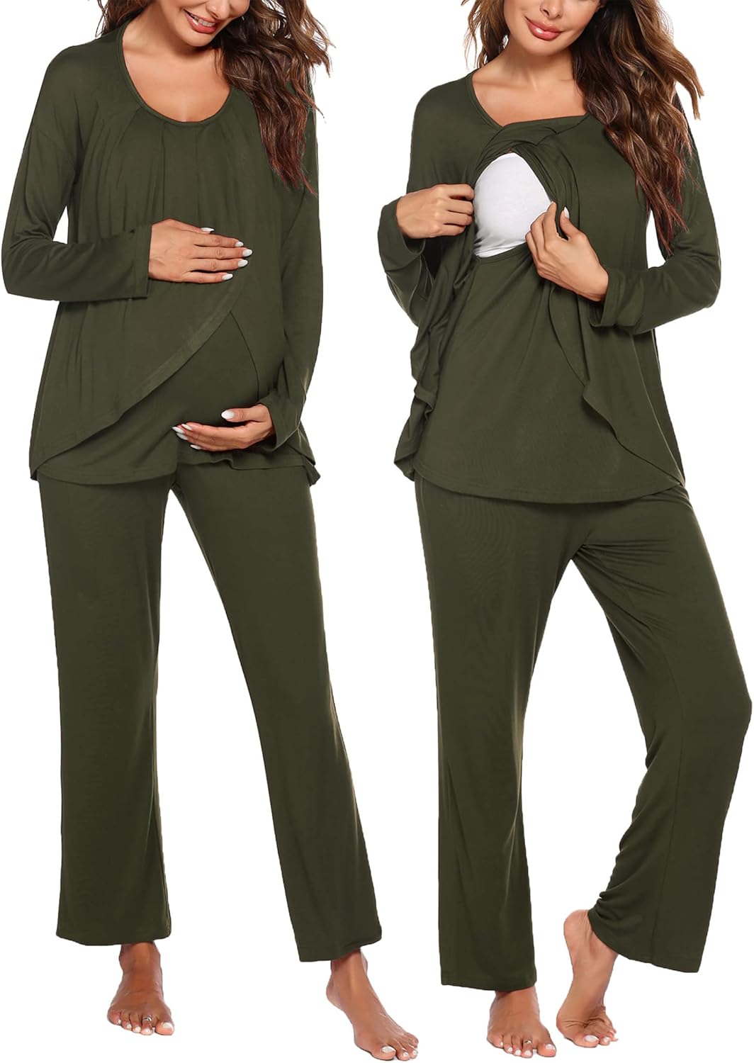 My Fav Style Best Ekouaer Maternity Nursing Pajama Set, Special Long Sleeve Top,...