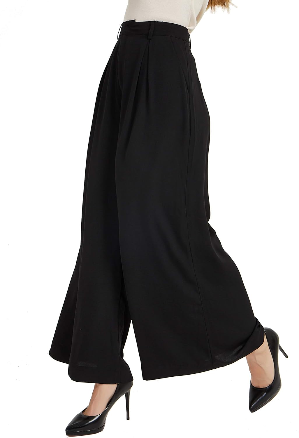Tronjori Women High Waist Casual Wide Leg Long Palazzo Pants Trousers Regular Si...