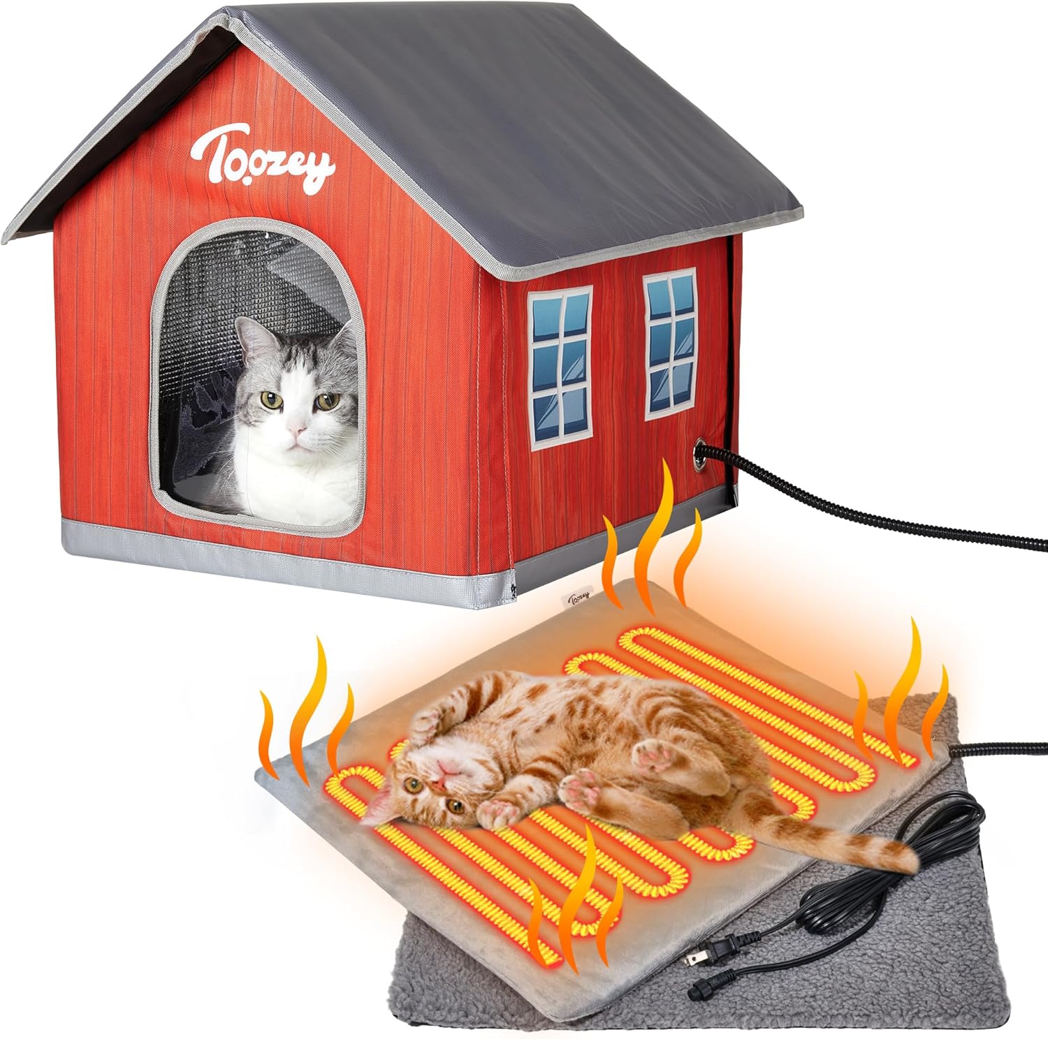 Toozey Heated Outdoor Cat House with Insulated Aluminum, 100% Waterproof Weather...