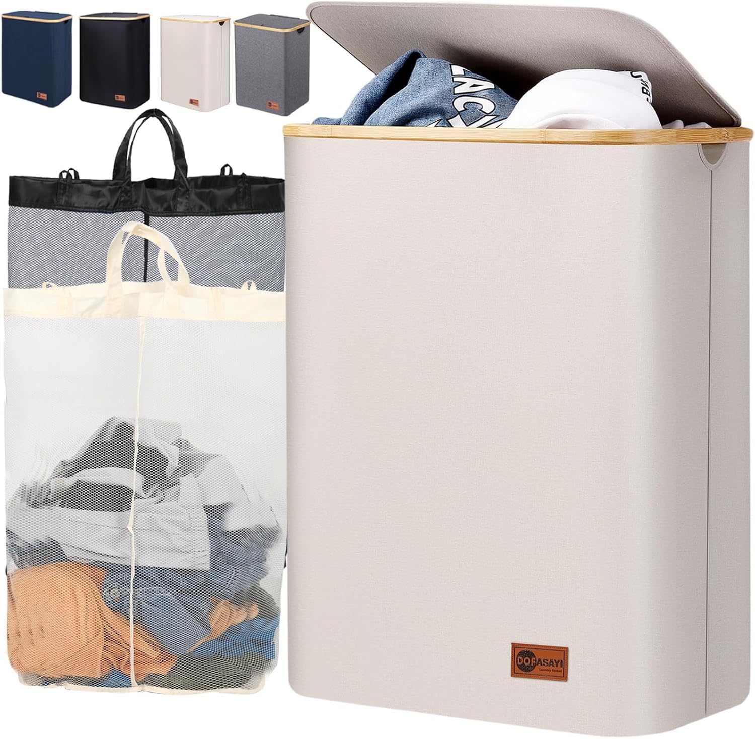 DOFASAYI Laundry Basket, Spacious Laundry Hamper with 155L Capacity, Special 2-S...
