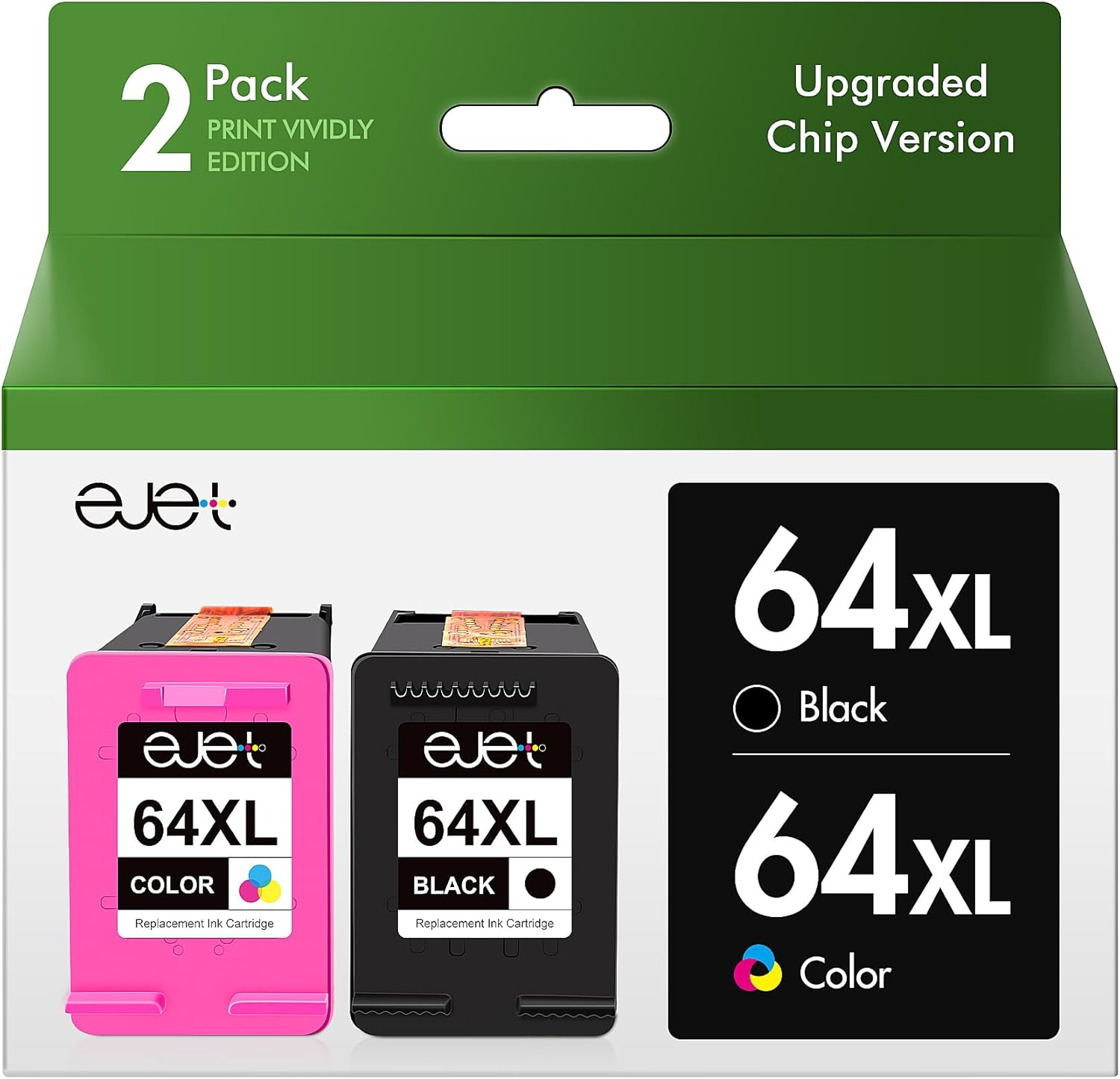 ejet Remanufactured Ink Cartridge Replacement for HP Ink 64 64XL Ink Cartridge f...